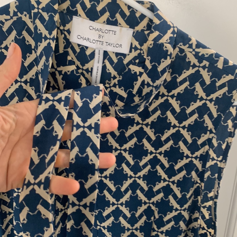 Charlotte Taylor from Anthropologie grasshopper print sleeveless silk top - Picture 3 of 9